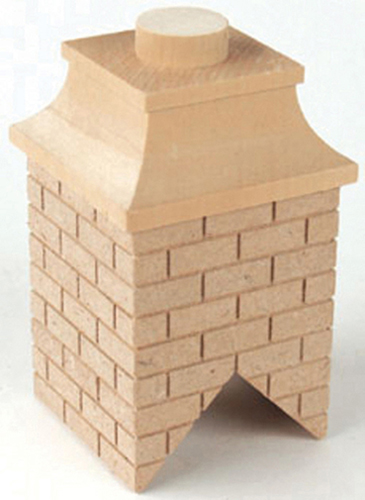 Dollhouse Miniature Wood Brick Chimney